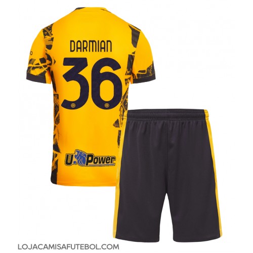 Camisa de Futebol Inter Milan Matteo Darmian #36 Equipamento Alternativo Infantil 2024-25 Manga Curta (+ Calças curtas)